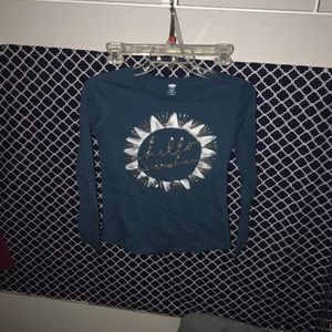 teal long sleeve graphic tee